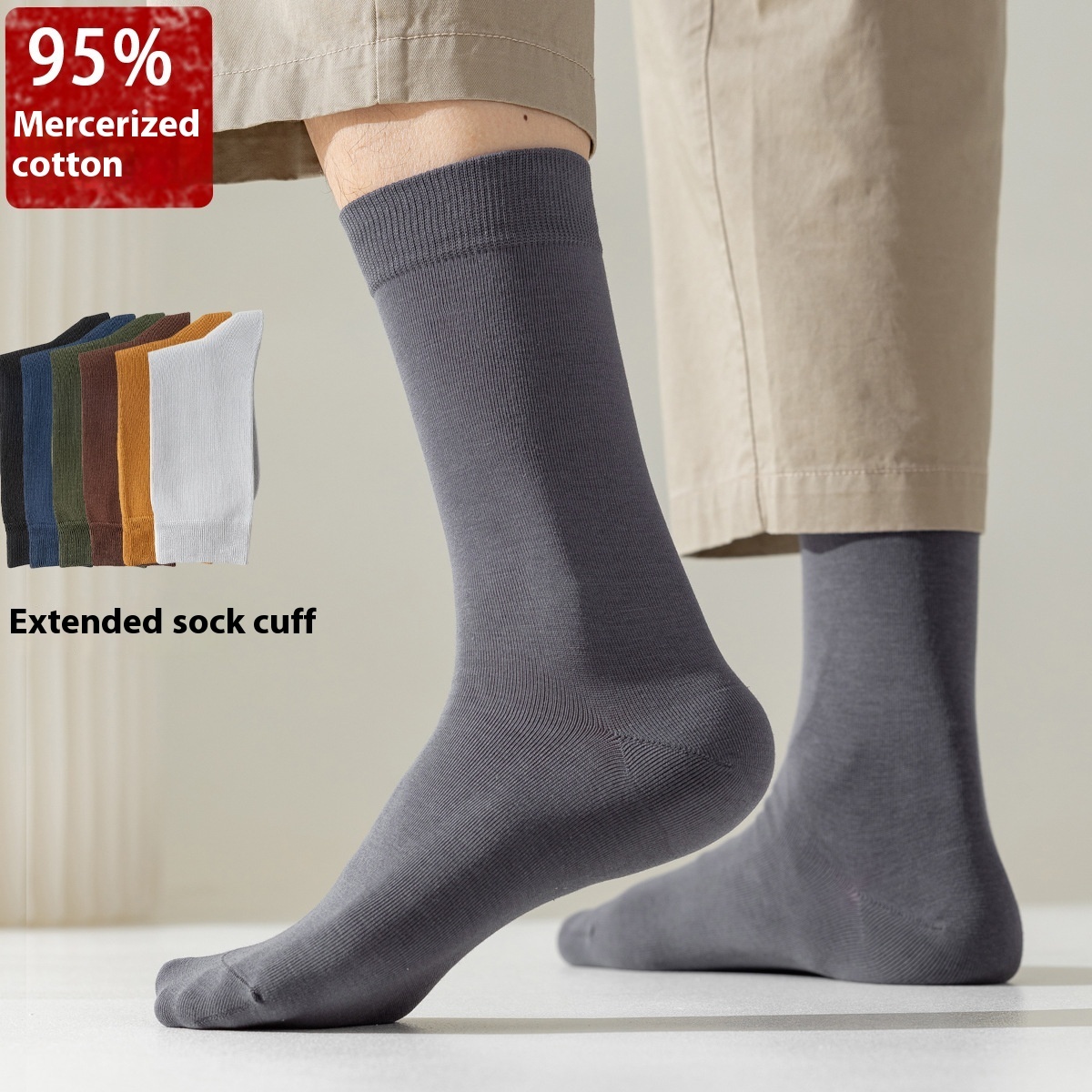 Mid-calf Spring And Autumn Pure Cotton Business Men Socks - Image 2