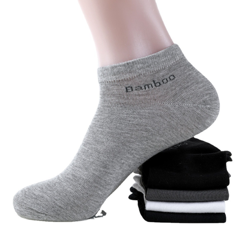 Men's Breathable Bamboo Fiber Solid Color Short Socks - Image 4