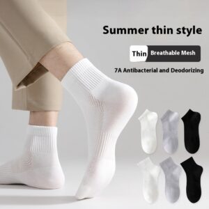 Men's Summer Thin Mesh Breathable White Socks