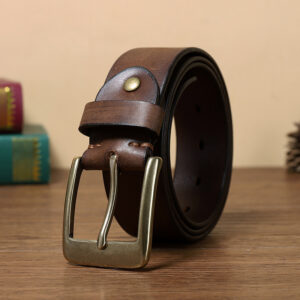 Retro Handmade Pure Copper Pin Buckle Cowhide Men's Belt