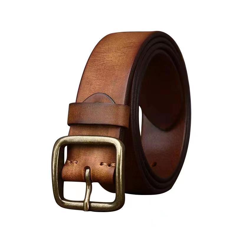 Fashion Pin Buckle Pure Copper Men's Cowhide Vintage Belt - Image 2