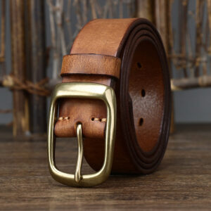 Men's Retro First Layer Pure Cattlehide Pin Buckle Belt