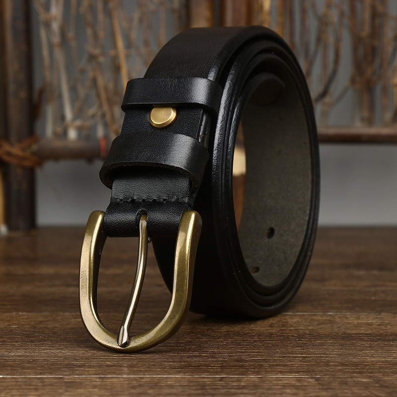 3.3CM Wide Copper Buckle Trendy Fashion Retro Belt Men - Image 2