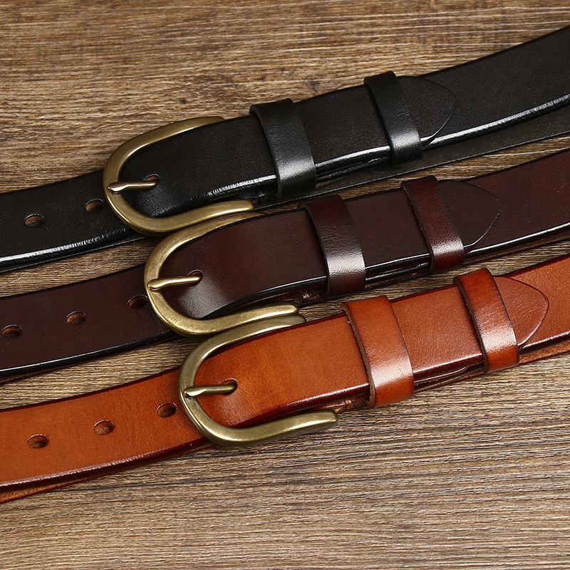 3.3CM Wide Copper Buckle Trendy Fashion Retro Belt Men - Image 4
