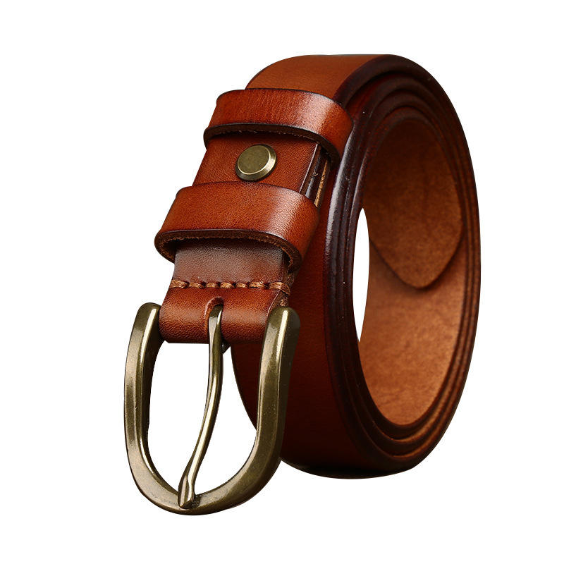 3.3CM Wide Copper Buckle Trendy Fashion Retro Belt Men - Image 5