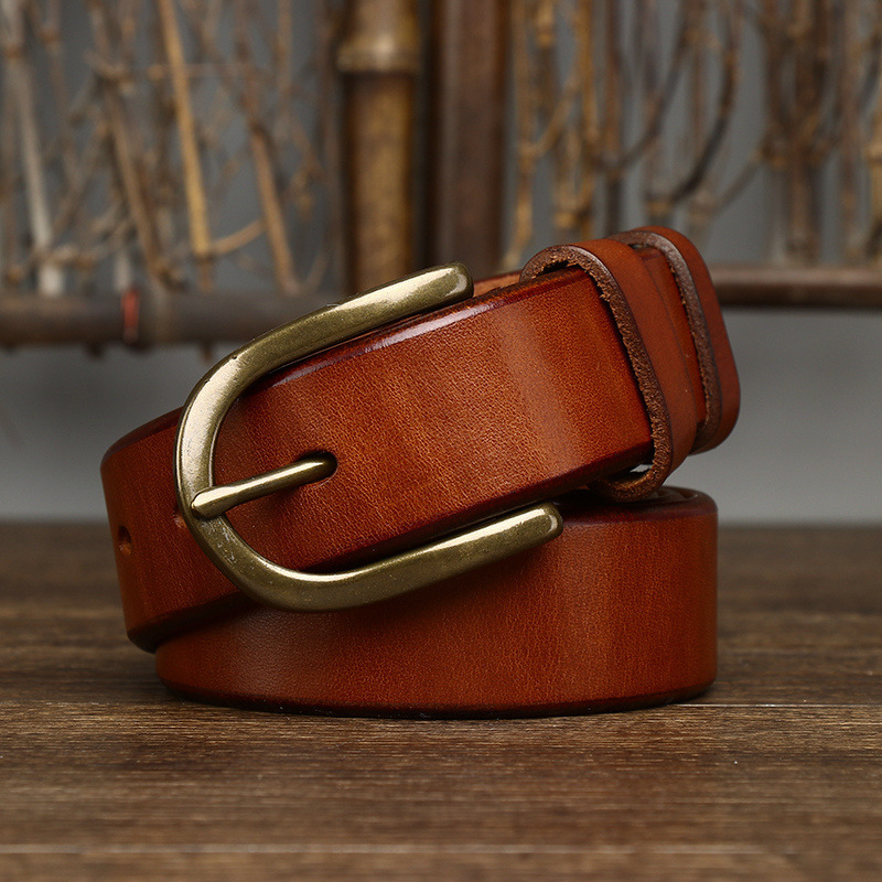 3.3CM Wide Copper Buckle Trendy Fashion Retro Belt Men - Image 6