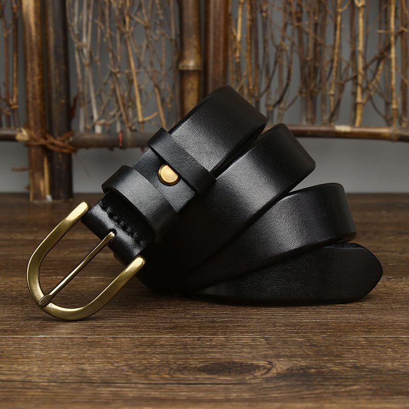 3.3CM Wide Copper Buckle Trendy Fashion Retro Belt Men - Image 10