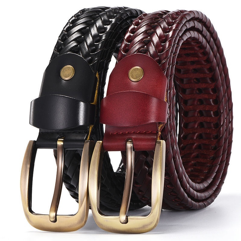 Leather Pin Buckle Handmade Couple's Pant Trendy Casual Belt - Image 3