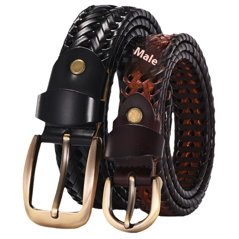 Leather Pin Buckle Handmade Couple's Pant Trendy Casual Belt - Image 5