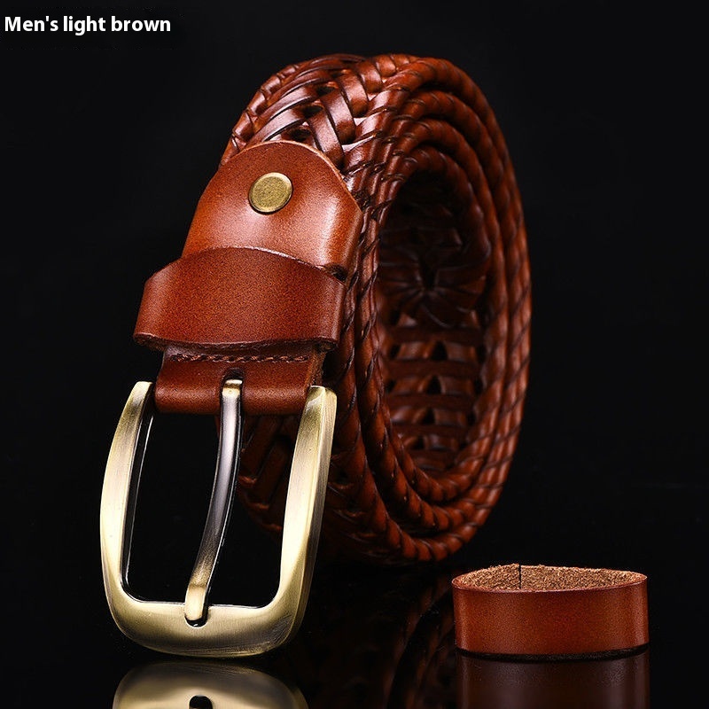 Leather Pin Buckle Handmade Couple's Pant Trendy Casual Belt - Image 6