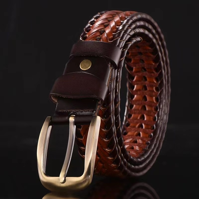 Leather Pin Buckle Handmade Couple's Pant Trendy Casual Belt - Image 7