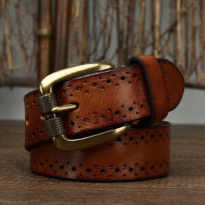 Hollowed-out First-layer Cowhide Pin-buckle Belt For Mengenuine Leather Belt For Jeans
