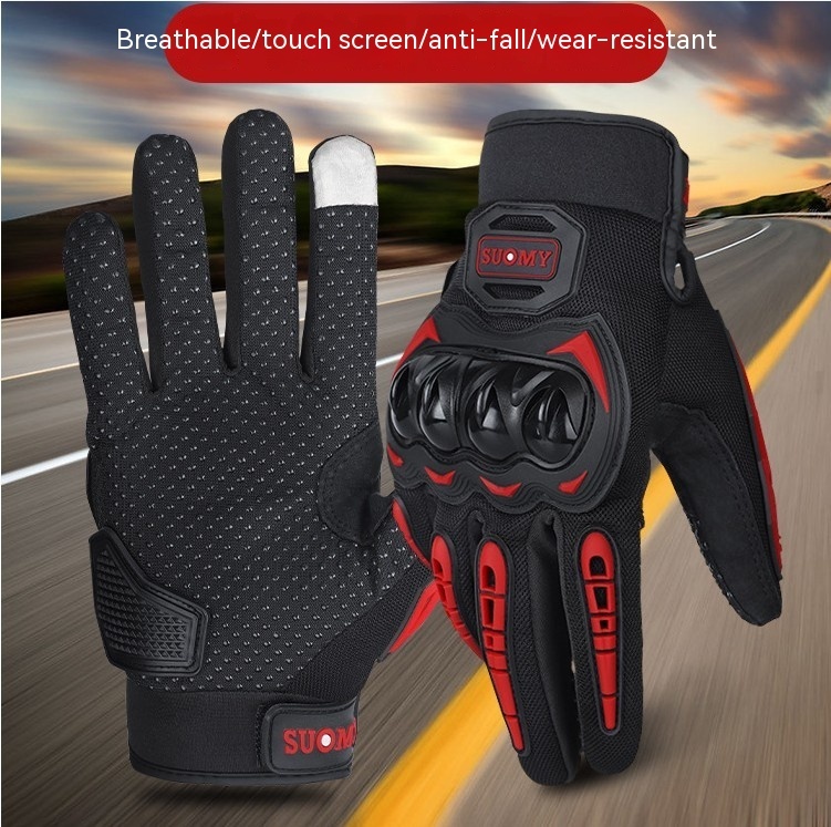 Men's Full Finger Case Drop-resistant Touch Screen Breathable Motorbike Gloves - Image 8