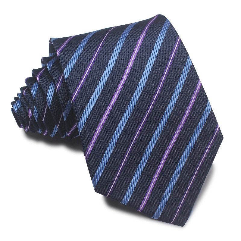 8CM Polyester Jacquard Striped Tie Men's Business Formal Red Black Blue - Image 4