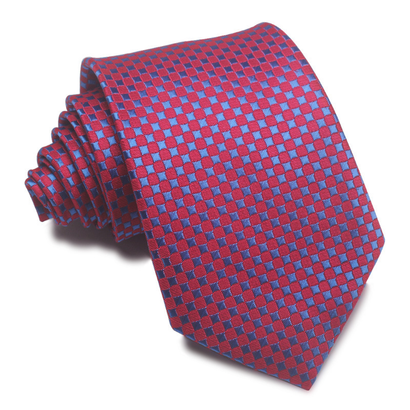 8CM Polyester Jacquard Striped Tie Men's Business Formal Red Black Blue - Image 5
