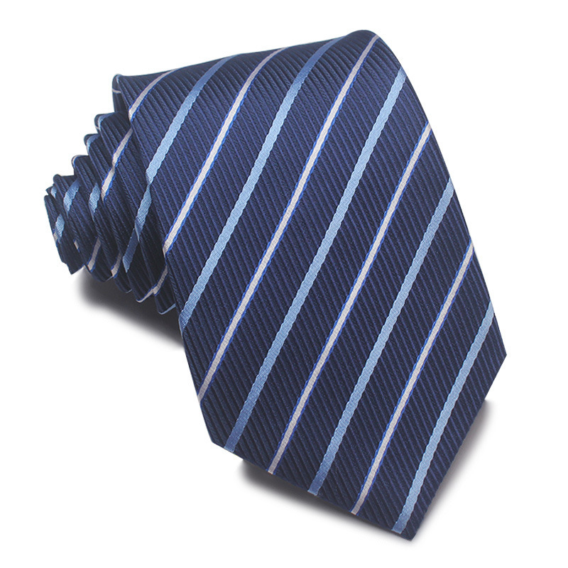 8CM Polyester Jacquard Striped Tie Men's Business Formal Red Black Blue - Image 7