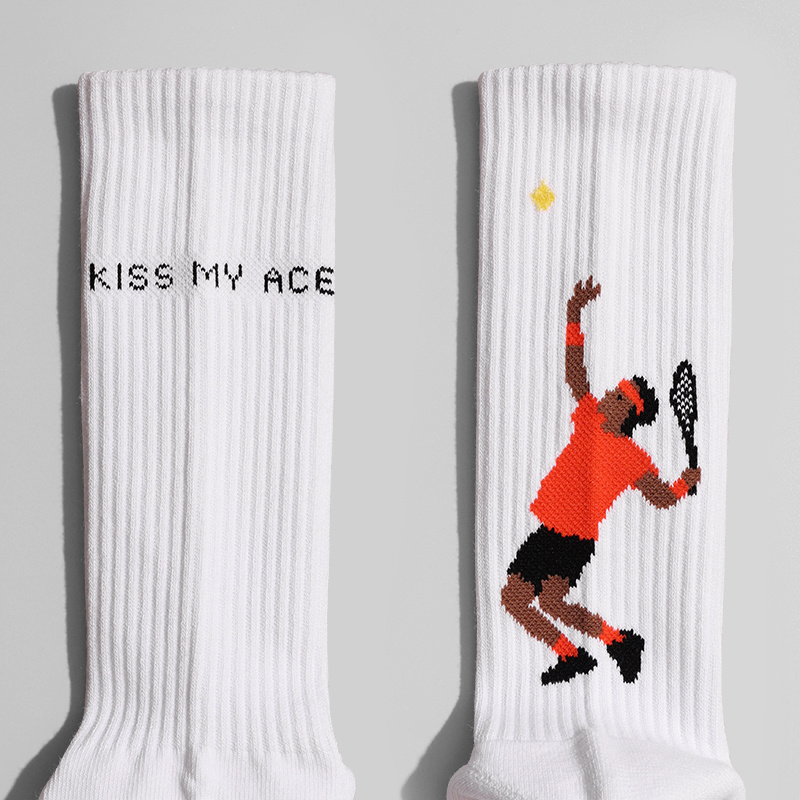 Serve Pattern Couple Towel Bottom Athletic Socks - Image 3