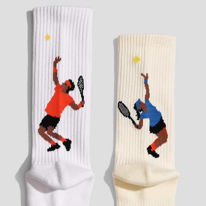 Serve Pattern Couple Towel Bottom Athletic Socks - Image 5