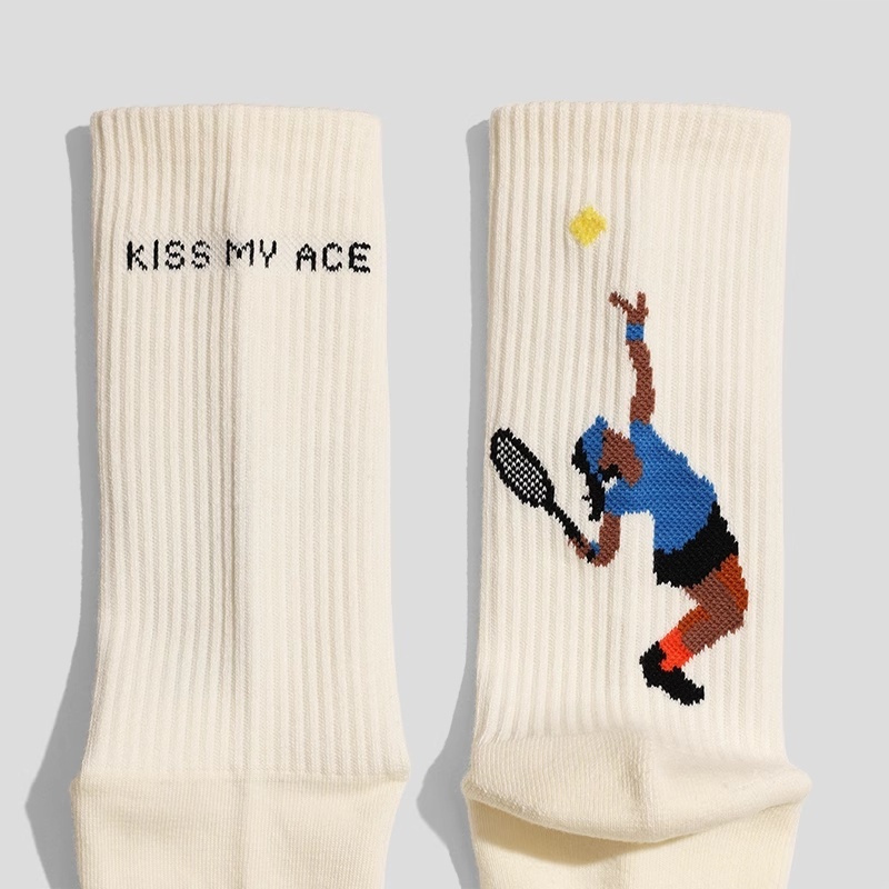 Serve Pattern Couple Towel Bottom Athletic Socks - Image 9