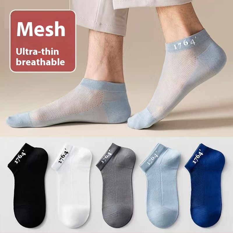 Men's Mid-calf Length Sock Ultra-thin Mesh Breathable Black And White Sports Stockings - Image 9