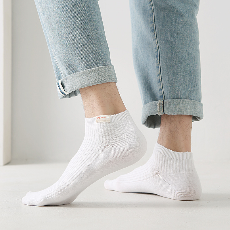 Solid Color Men's Calibration Socks Double Needle Cotton - Image 3