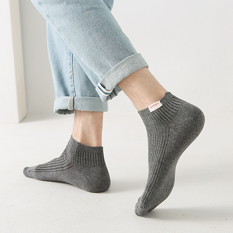 Solid Color Men's Calibration Socks Double Needle Cotton - Image 4