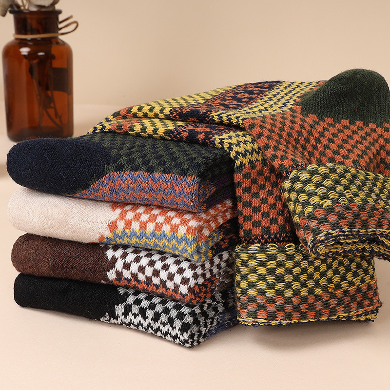 5-10 Pairs Retro Thick Line Men's Stockings Autumn And Winter Warm - Image 2