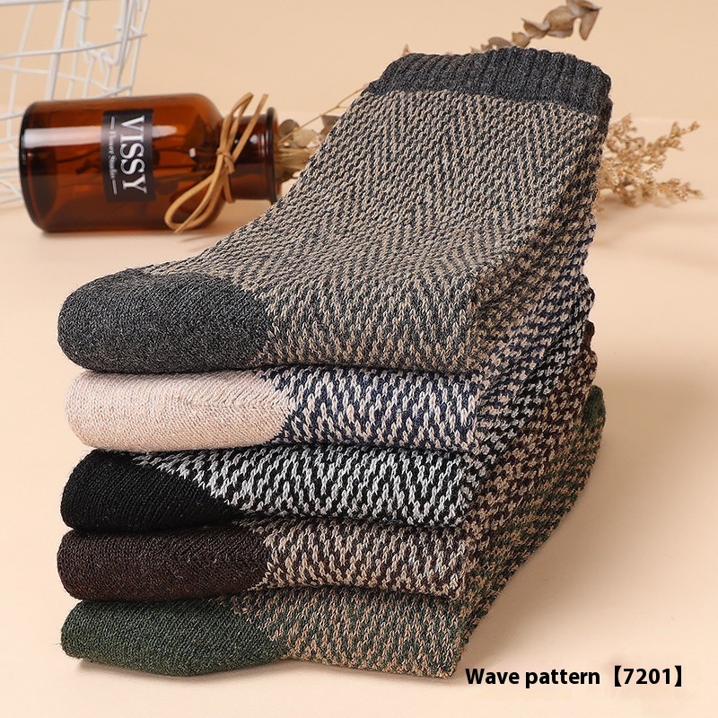 5-10 Pairs Retro Thick Line Men's Stockings Autumn And Winter Warm - Image 9