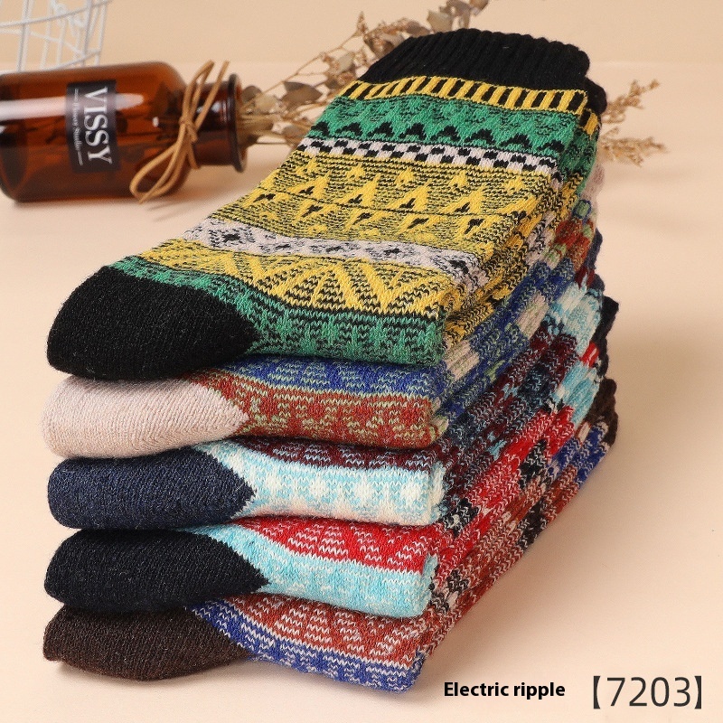 5-10 Pairs Retro Thick Line Men's Stockings Autumn And Winter Warm - Image 10