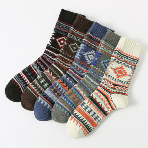 Retro Large Square Wool Socks
