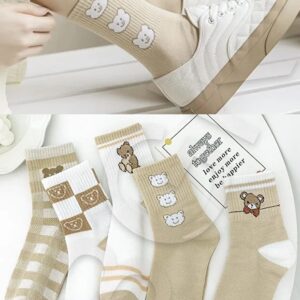 5 Pair Patterned Women Socks Soft Comfortable Daily Use