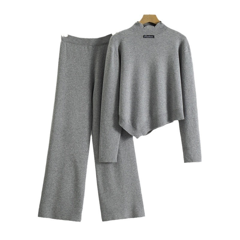 Women's Irregular High Waist Pants Knitted Two-piece - Image 5