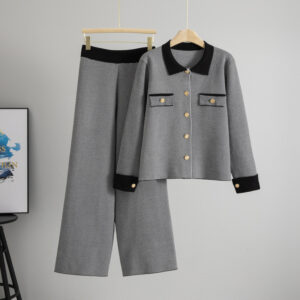 Classic Style Fashion Women's Temperament Coat Wide-leg Pants Two-piece Set