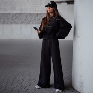 Solid Color Pullover Sweatshirt Pants Women's Suit