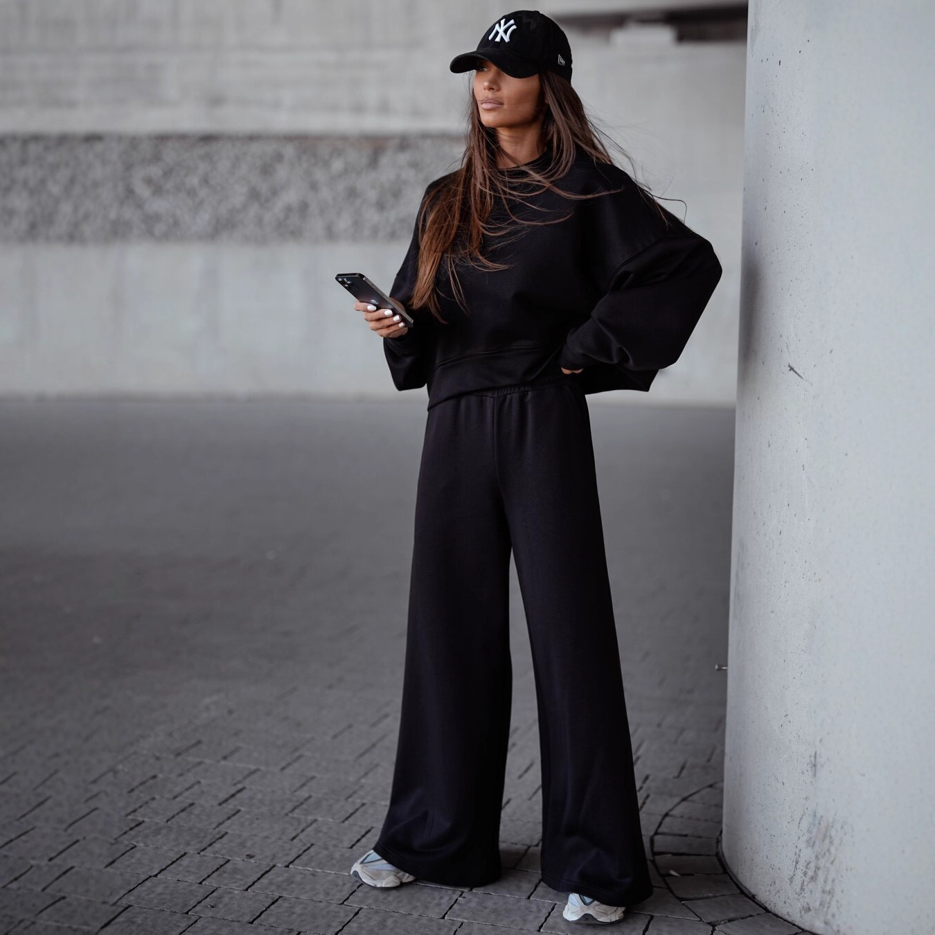 Solid Color Pullover Sweatshirt Pants Women's Suit