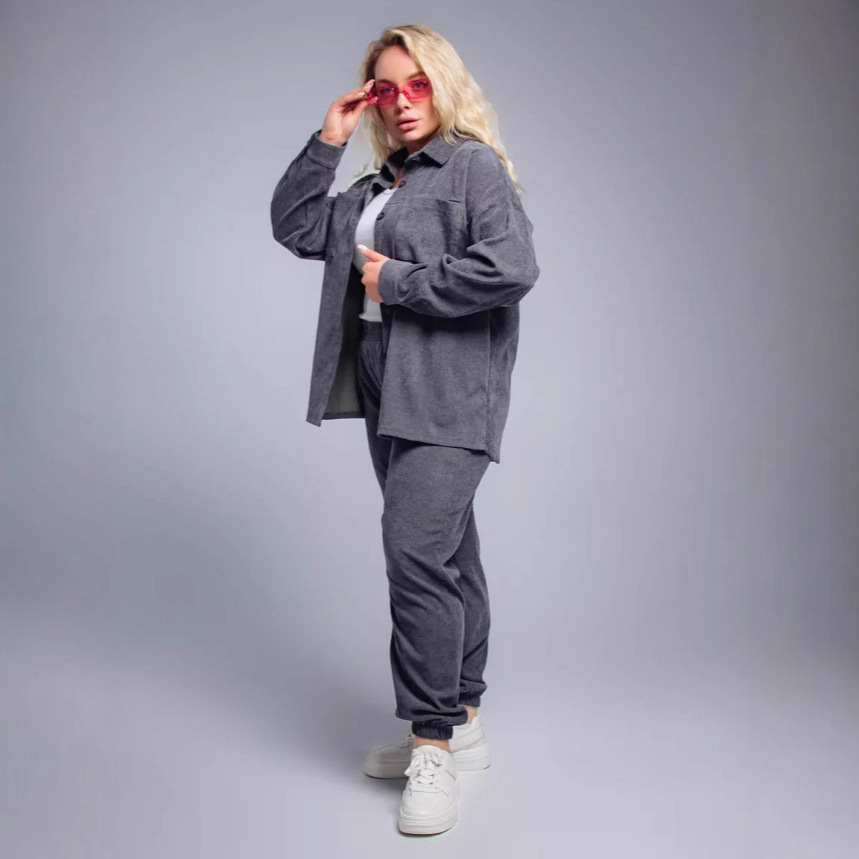 Shirt Casual Loose Corduroy Suit For Women - Image 3