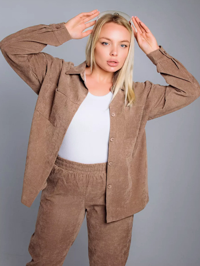 Shirt Casual Loose Corduroy Suit For Women - Image 7
