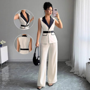 European And American Elegant Style Tube Top Straight-leg Trousers