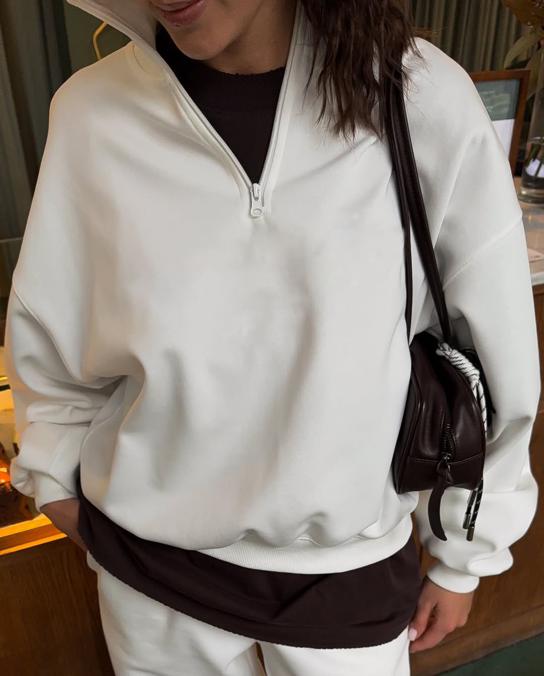 Fashionable Half-Open Collar Long-Sleeve Hoodie And Pants Casual Set - Image 6