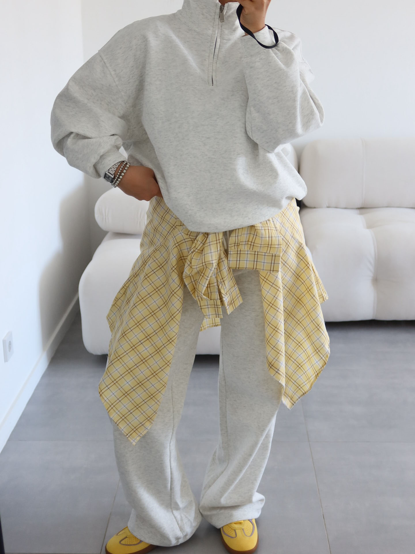 Fashionable Half-Open Collar Long-Sleeve Hoodie And Pants Casual Set - Image 7