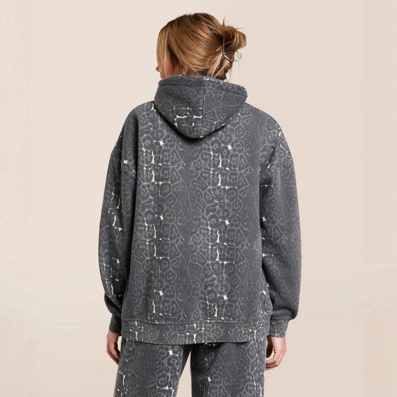 Fashionable Casual Hooded Sweatshirt And Wide Leg Pants Leopard Print Set - Image 3