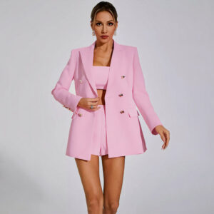 Three-piece Suit Blazer Suspenders Top And Pants