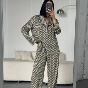 New Silk-look Pajama Set Featuring Long Sleeves And Long Pants