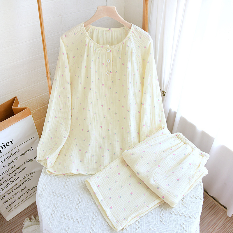 Womens Relaxed Fresh-Style Round-Neck Polka-Dot Loungewear Set - Image 2