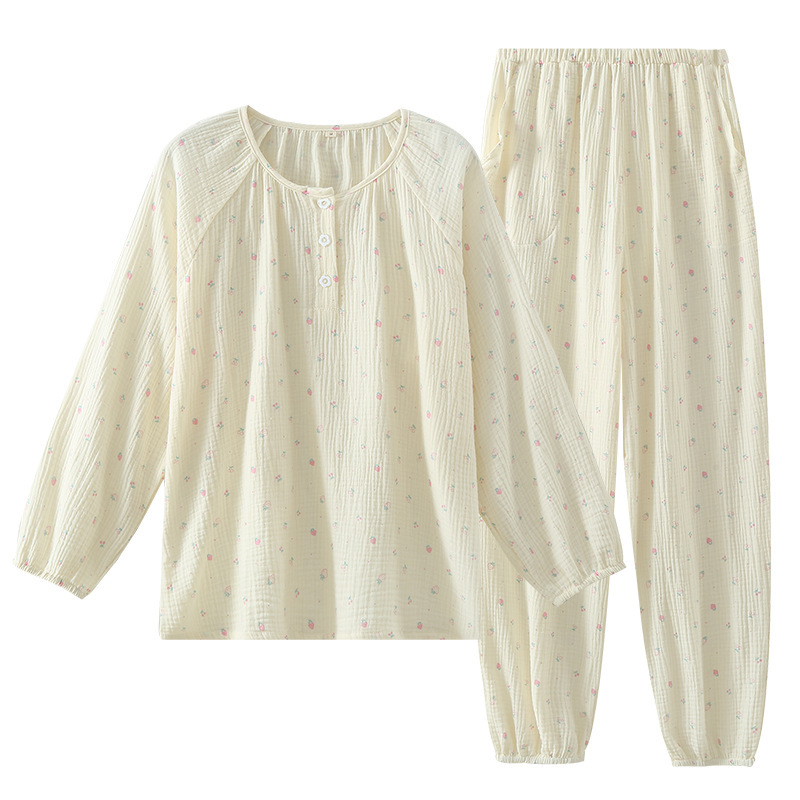 Womens Relaxed Fresh-Style Round-Neck Polka-Dot Loungewear Set - Image 6