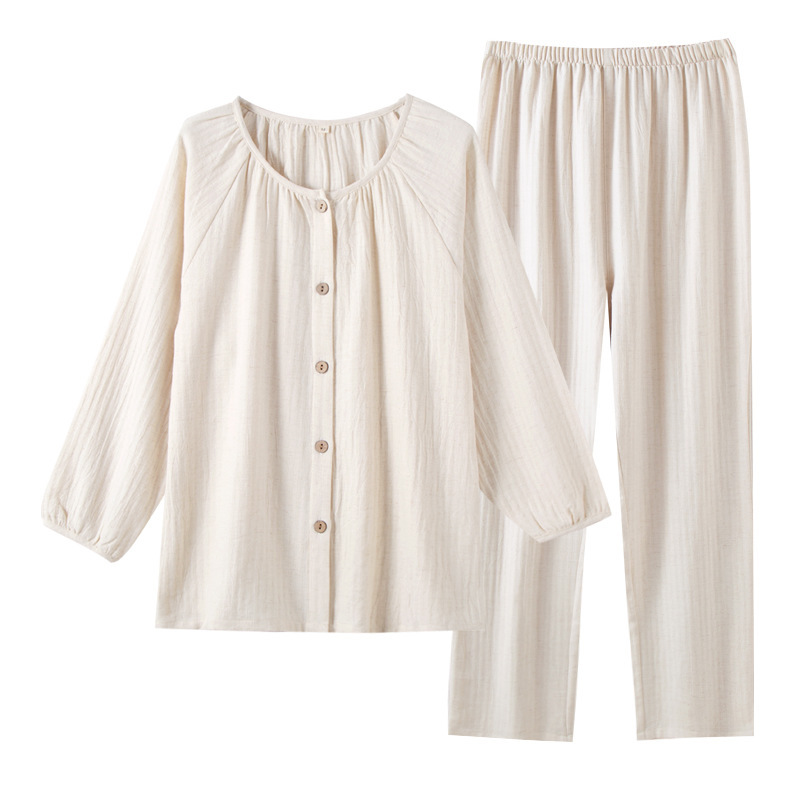 Womens Solid-Color Crew-Neck Loungewear Set With Long Sleeves And Long Pants - Image 5