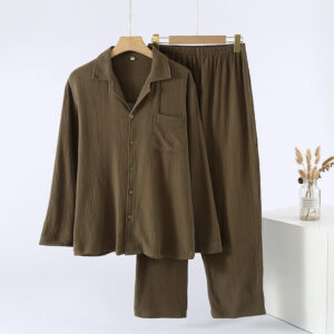 Mens Loose-fitting Plus-size Loungewear With Long Sleeves And Long Pants