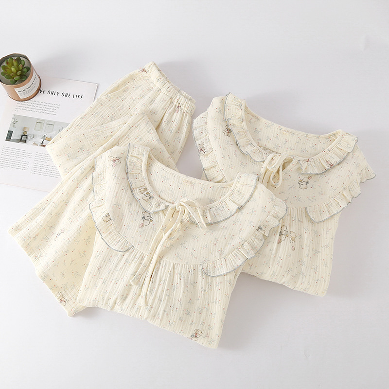 Womens Cotton Pants Set With Floral Print - Image 3