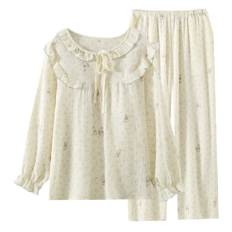 Womens Cotton Pants Set With Floral Print - Image 4