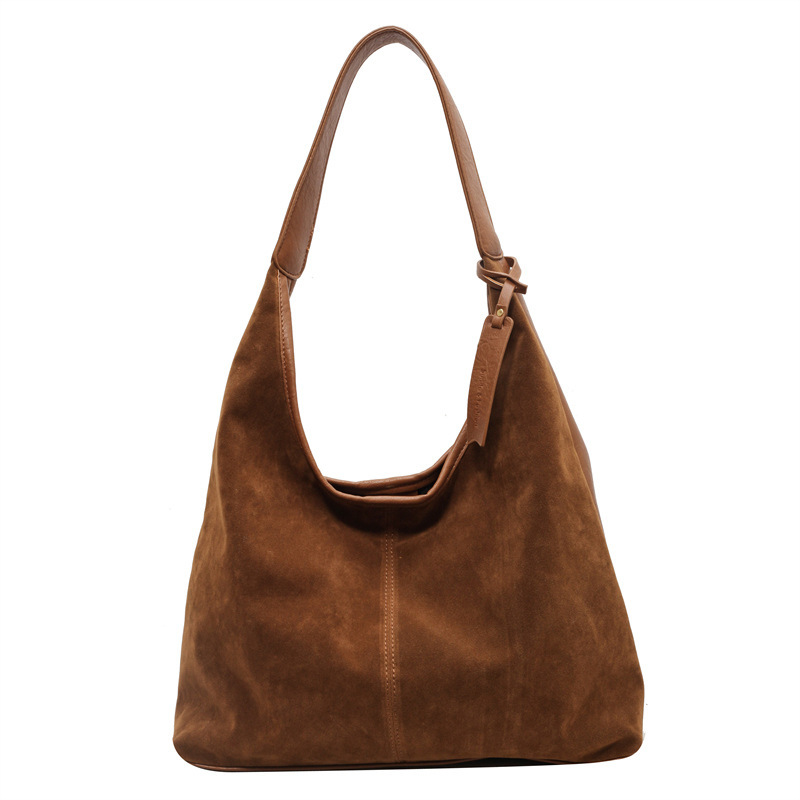 Vintage Suede Stitching Pu Shoulder Bag For Women - Image 5